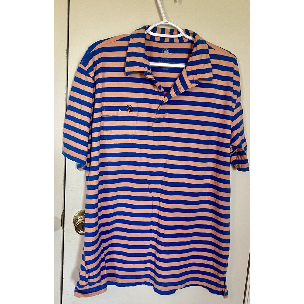 Southern Proper Polo Shirt Mens XL Peach & Blue Short Sleeve Adult